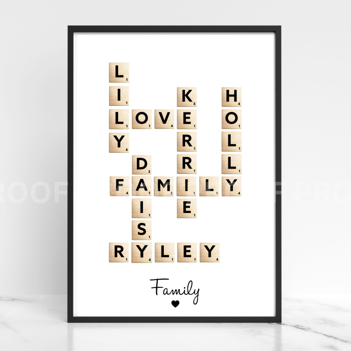 Personalised Scrabble Art Family Print Wedding Valentines Anniversary A4 A3 A5