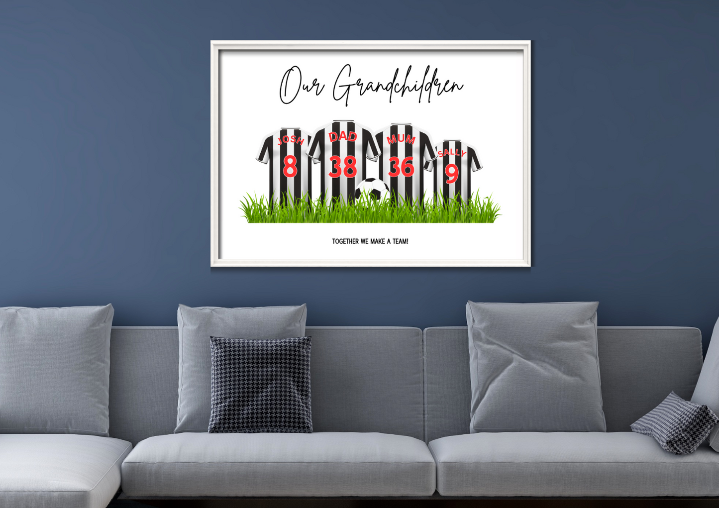 Personalised Football Family Print / Newcastle United Family Print A5 A4 A3
