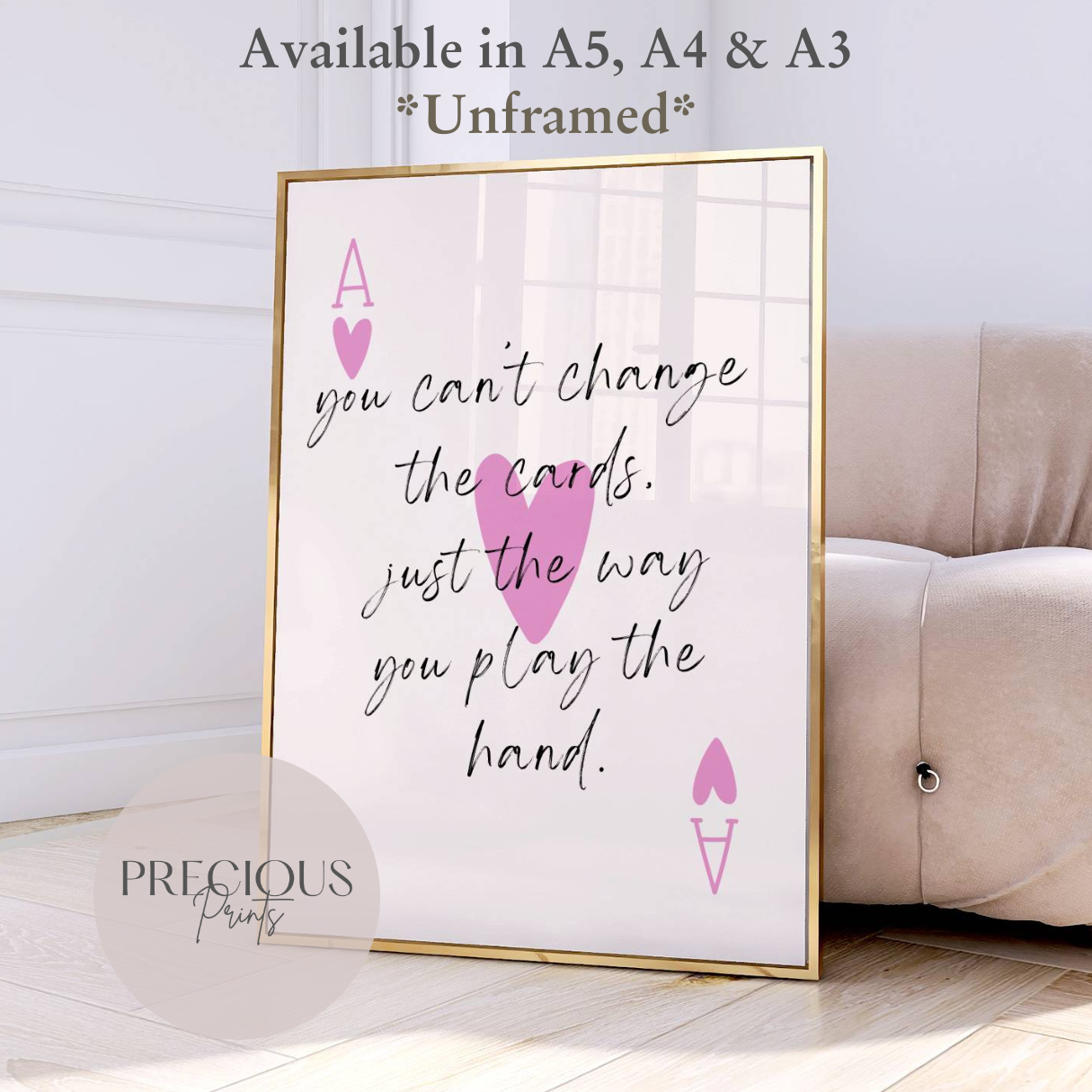 Preppy Positive Inspirational Playing Cards Print / Trendy Wall Art Poster