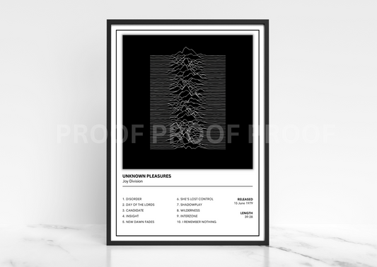 Joy Division Unknown Pleasures Music Singles Poster / Music Gift Christmas Gift