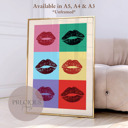Lip Colourful Pop Art Poster / Preppy Poster / A5 A4 A3 / Unframed