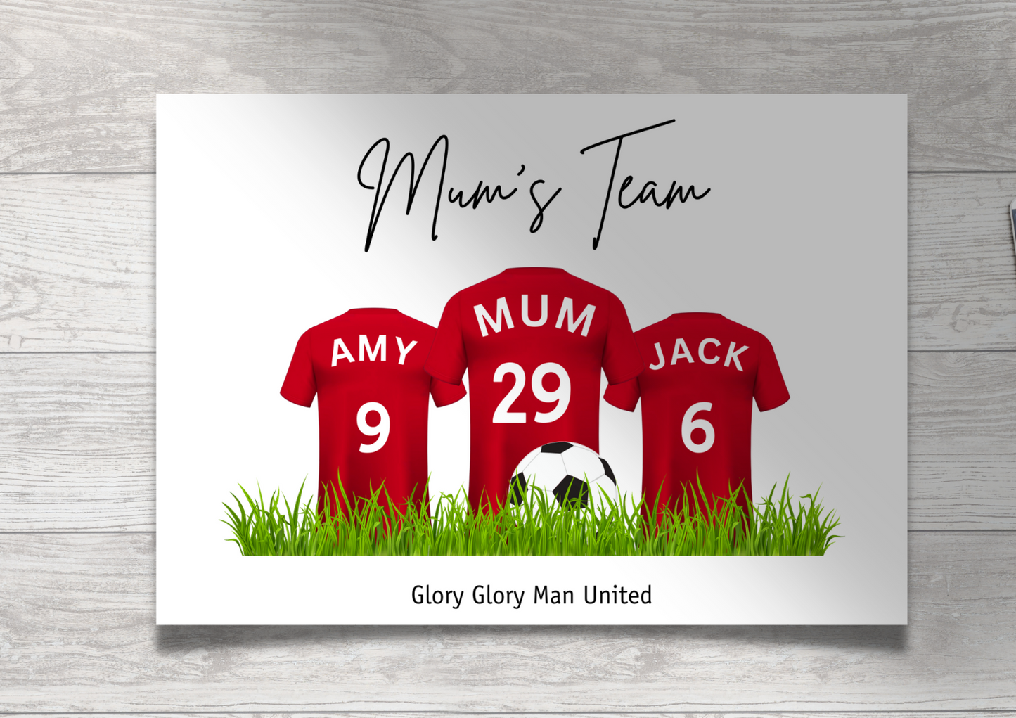 Personalised Football Family Print / MUFC Family Print / Manchester United Print