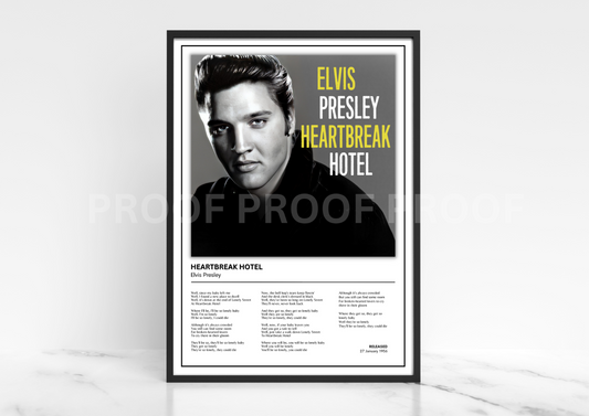 Elvis Presley Heartbreak Hotel Album Single Cover Poster / Music Gift