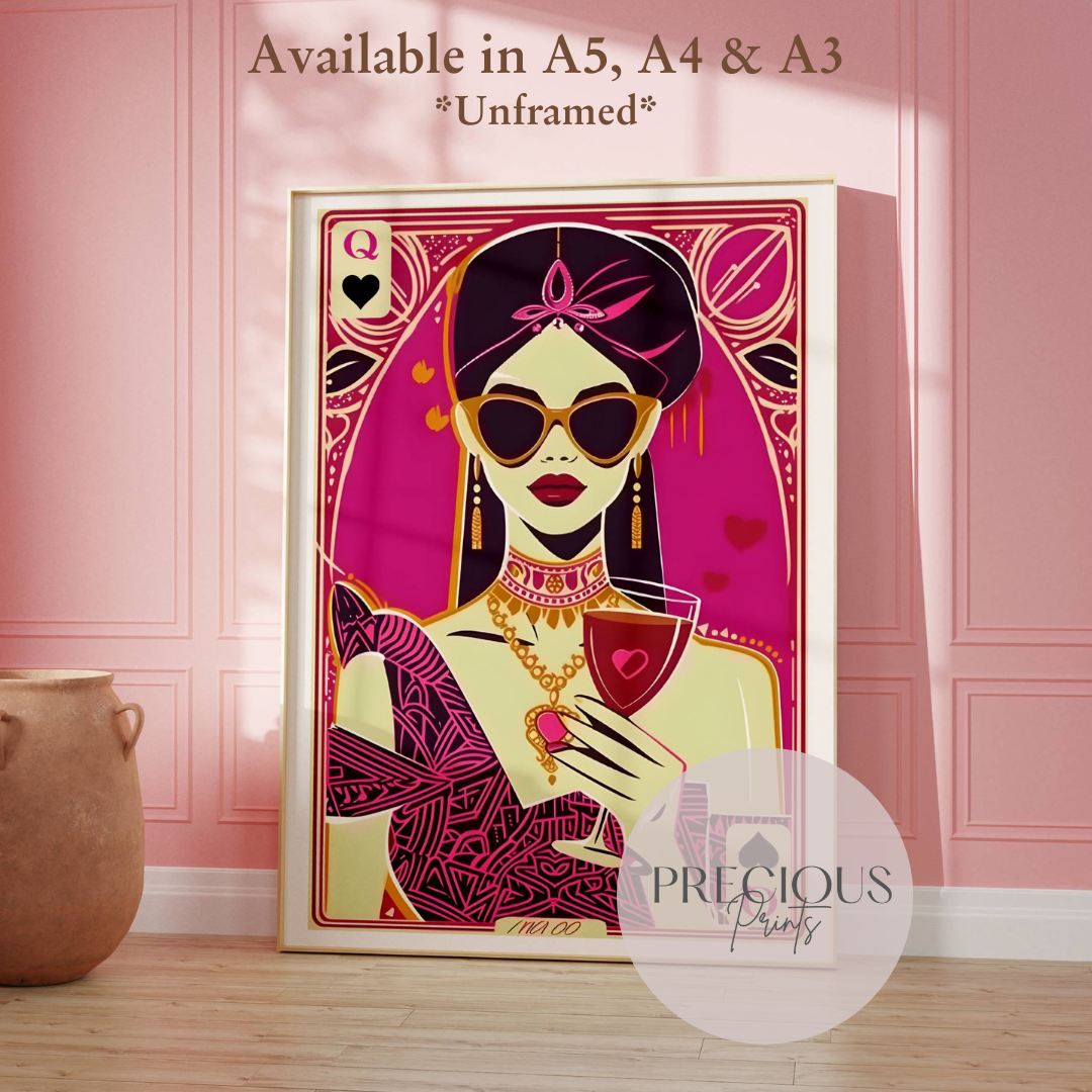Queen of Hearts Preppy Print / Feminine Aesthetic Art / Trendy Wall Art