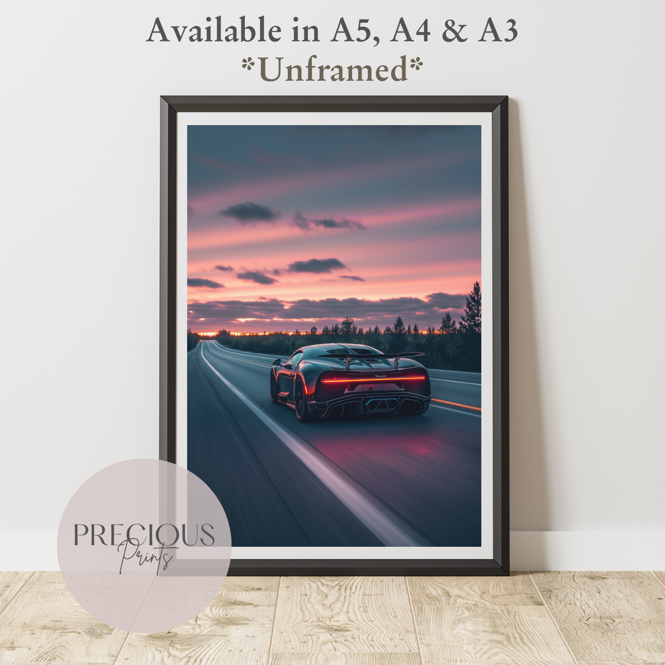 Bugatti Chiron Sports Car Wall Art Print Poster / A5 A4 A3 Unframed