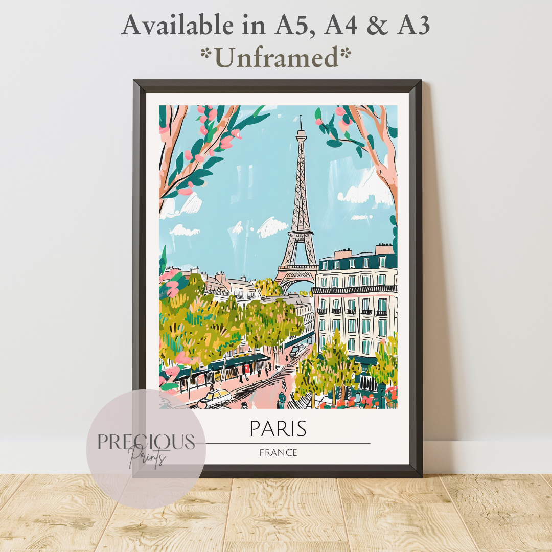 France Paris Print Poster- USA Travel Poster - Vintage Wall Art - Free Delivery