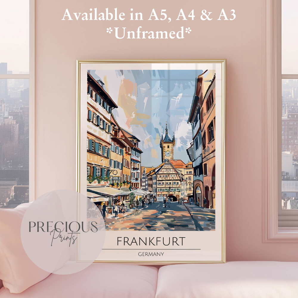 Germany, Frankfurt Travel Print Poster / Vintage Wall Art / A5 A4 A3