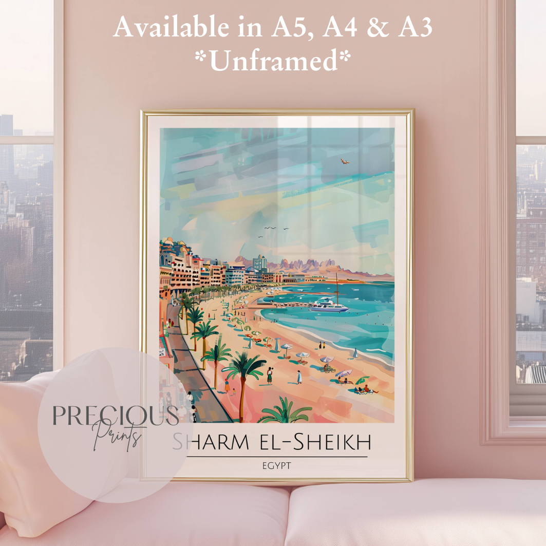 Egypt, Sharm El Sheikh Travel Print Poster / Vintage Wall Art / A5 A4 A3