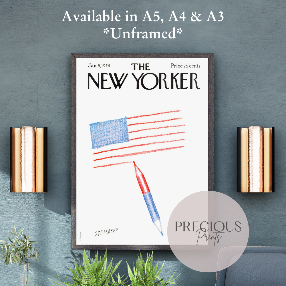 The New Yorker 5 January 1976 Print Vintage Wall Art Saul Steinberg