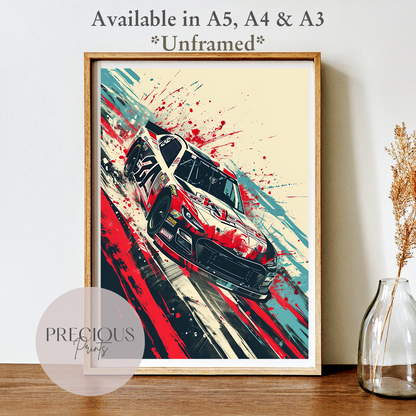 High Speed Race Sports Car Wall Art Print Poster / A5 A4 A3 Unframed Classic Car