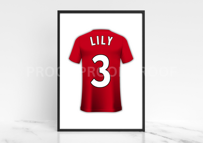 LFC Football Shirt Poster | Personalised | Wall Art Print | Gift | A5 A4 A3
