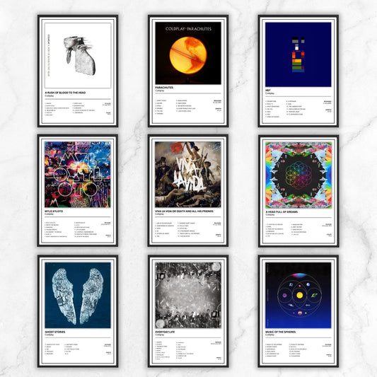 Coldplay Album Poster Full Collection A5 A4 A3 Album Cover Unframed