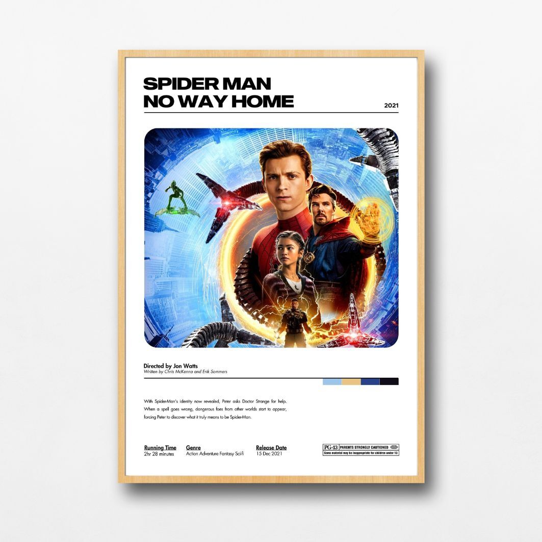 Spider Man : No Way Home 2021 Minimalist Art Movie Poster Unframed A5 A4 A3