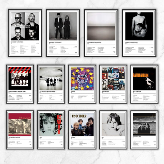 U2 Album Poster Full Collection A5 A4 A3 Unframed
