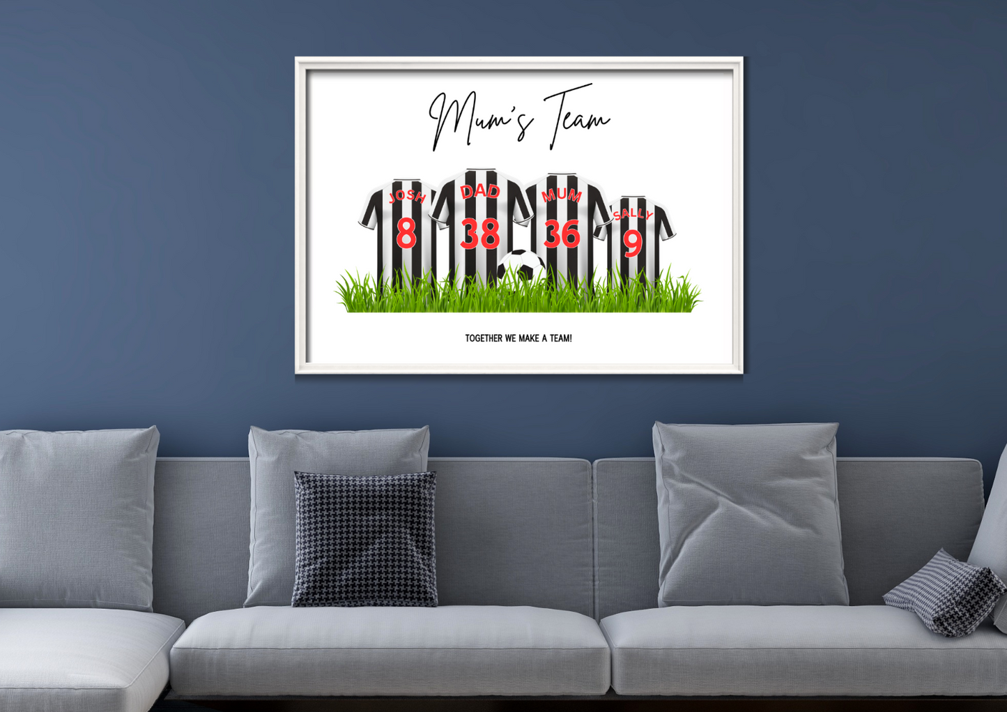 Personalised Football Family Print / Newcastle United Family Print A5 A4 A3