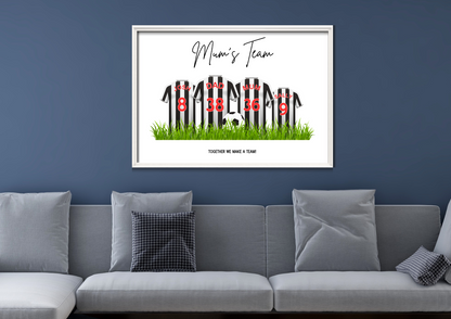 Personalised Football Family Print / Newcastle United Family Print A5 A4 A3