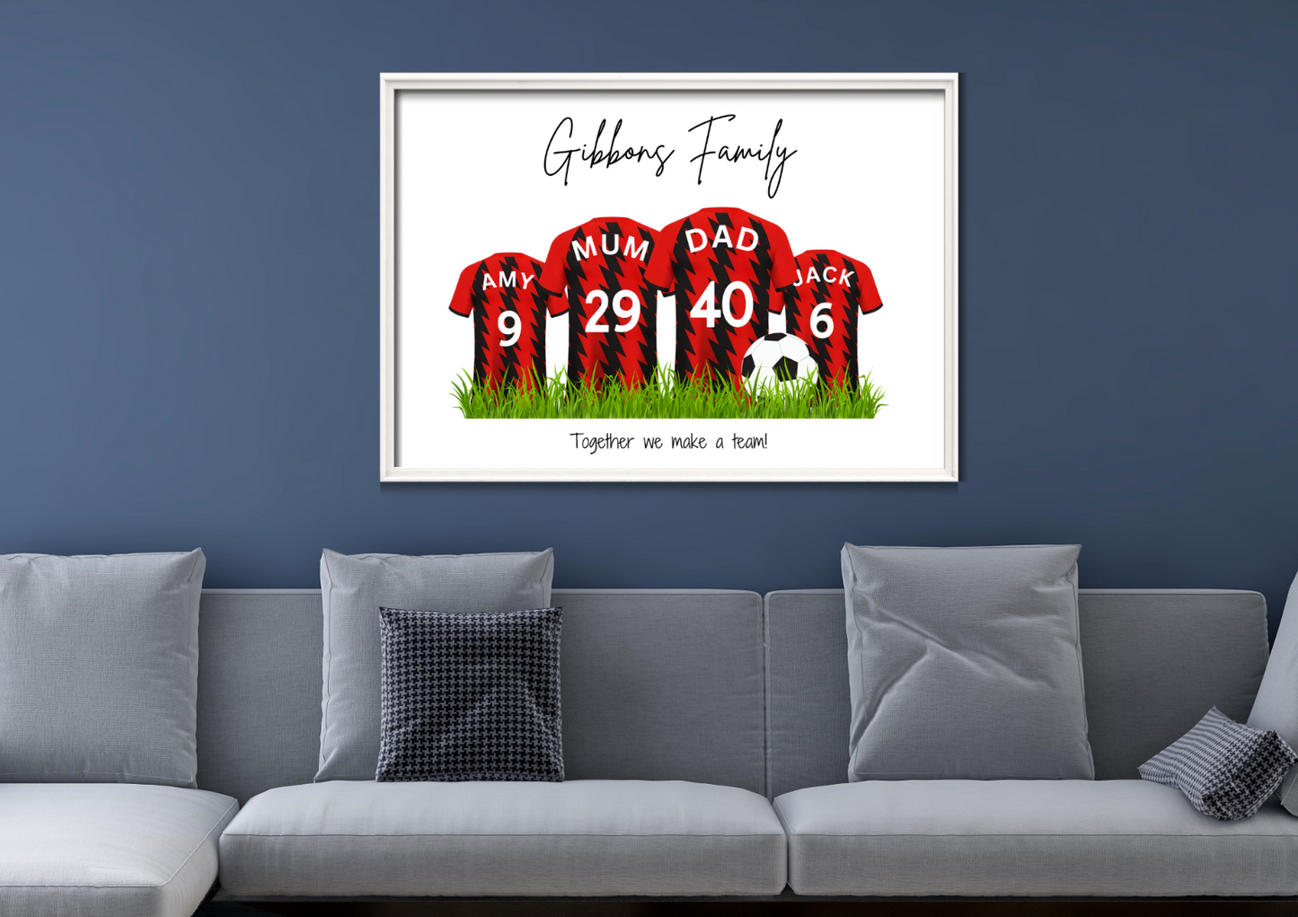 Personalised Football Family Print / Bournemouth FC Family Print A5 A4 A3