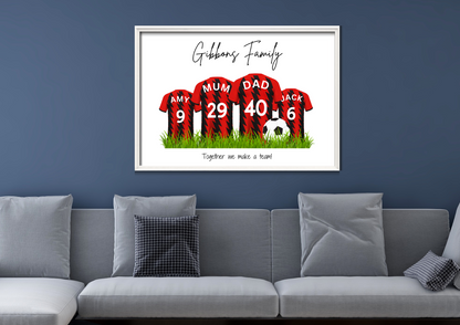 Personalised Football Family Print / Bournemouth FC Family Print A5 A4 A3