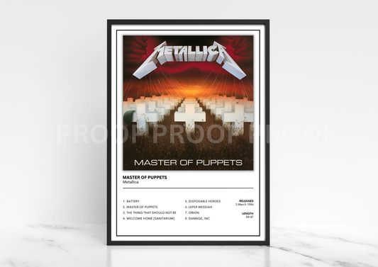 Metallica Master of Puppets Music Singles Poster / Music Gift / Christmas Gift