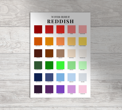 The Official Colours of Reddish Poster / A3 A4 A5 / Town Art Poster Gift