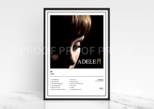 Adele 19 Album Cover Poster / Music Poster / Music Gift / A5 A4 A3