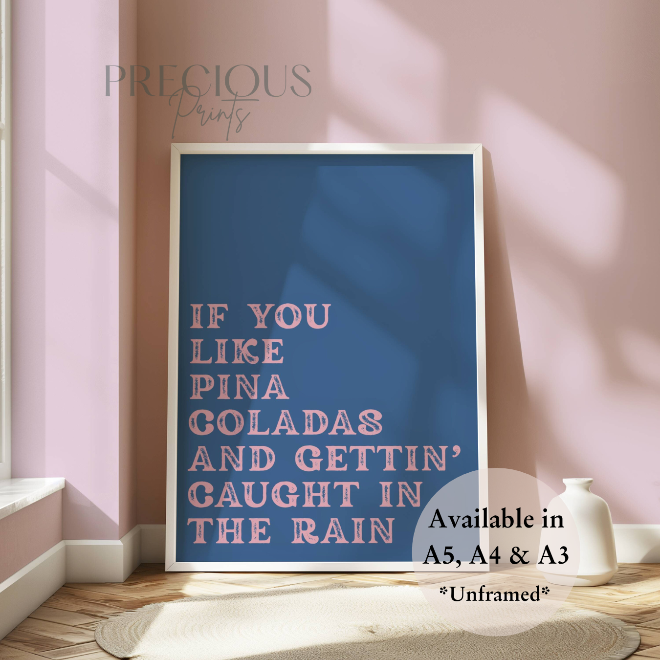 If You Like Pina Coladas Music Lyric Print / Music Poster / A5 A4 A3 Unframed
