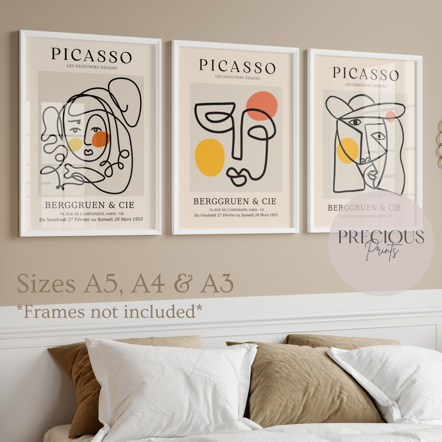 Set of 3 Picasso Abstract Faces Print's / Minimalist Modern Art Poster
