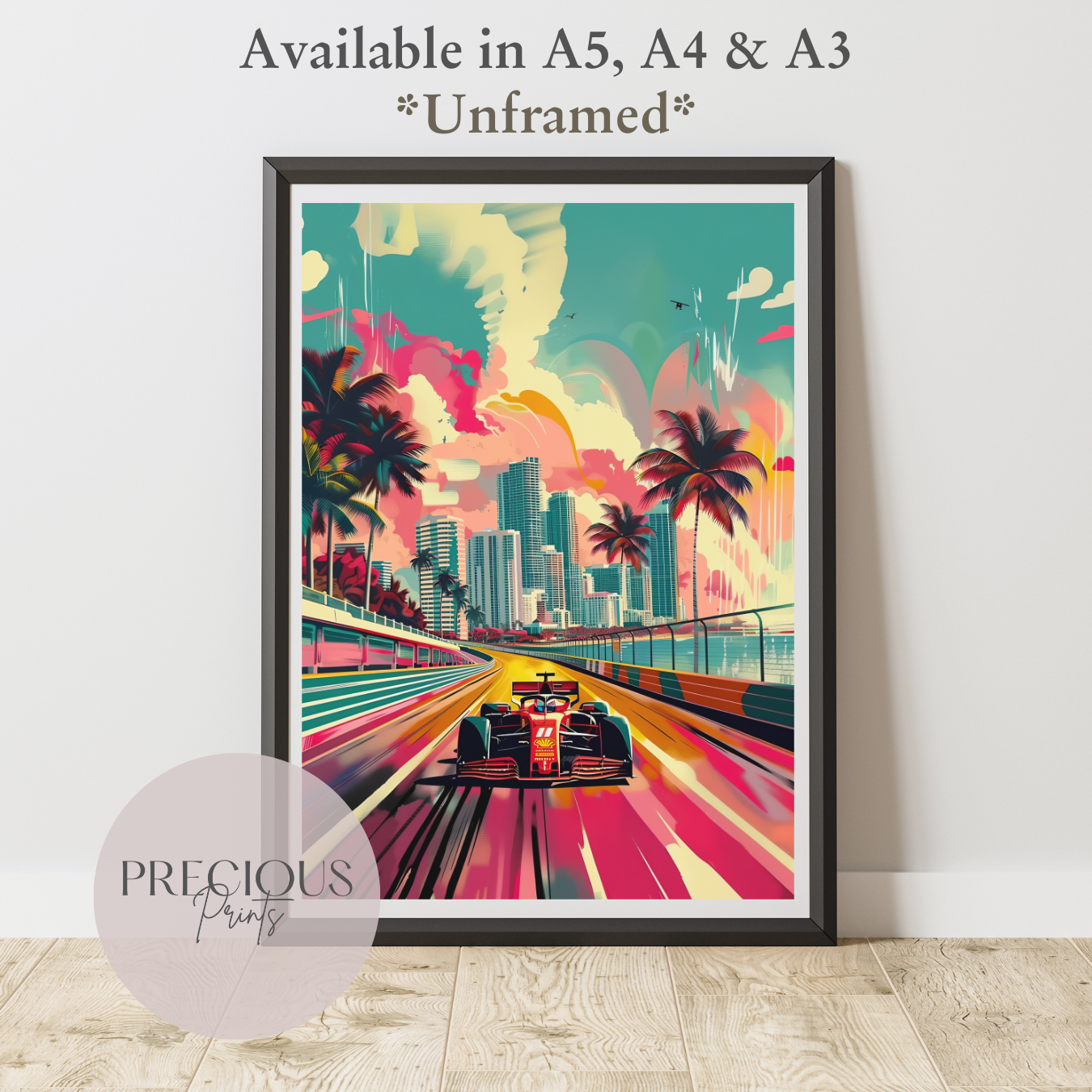 Formula 1 Miami Race Car Wall Art Print Poster / A5 A4 A3 Unframed Classic Cars