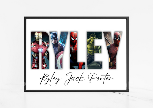 Kids Marvel Avengers Personalised Print A5 A4 A3