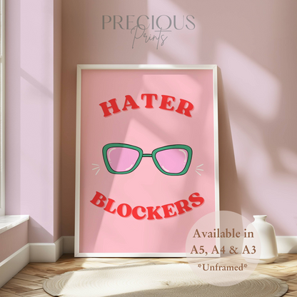 Hater Blockers Funny Preppy Art Poster / Humour / Pop Art / Trendy A5 A4 A3