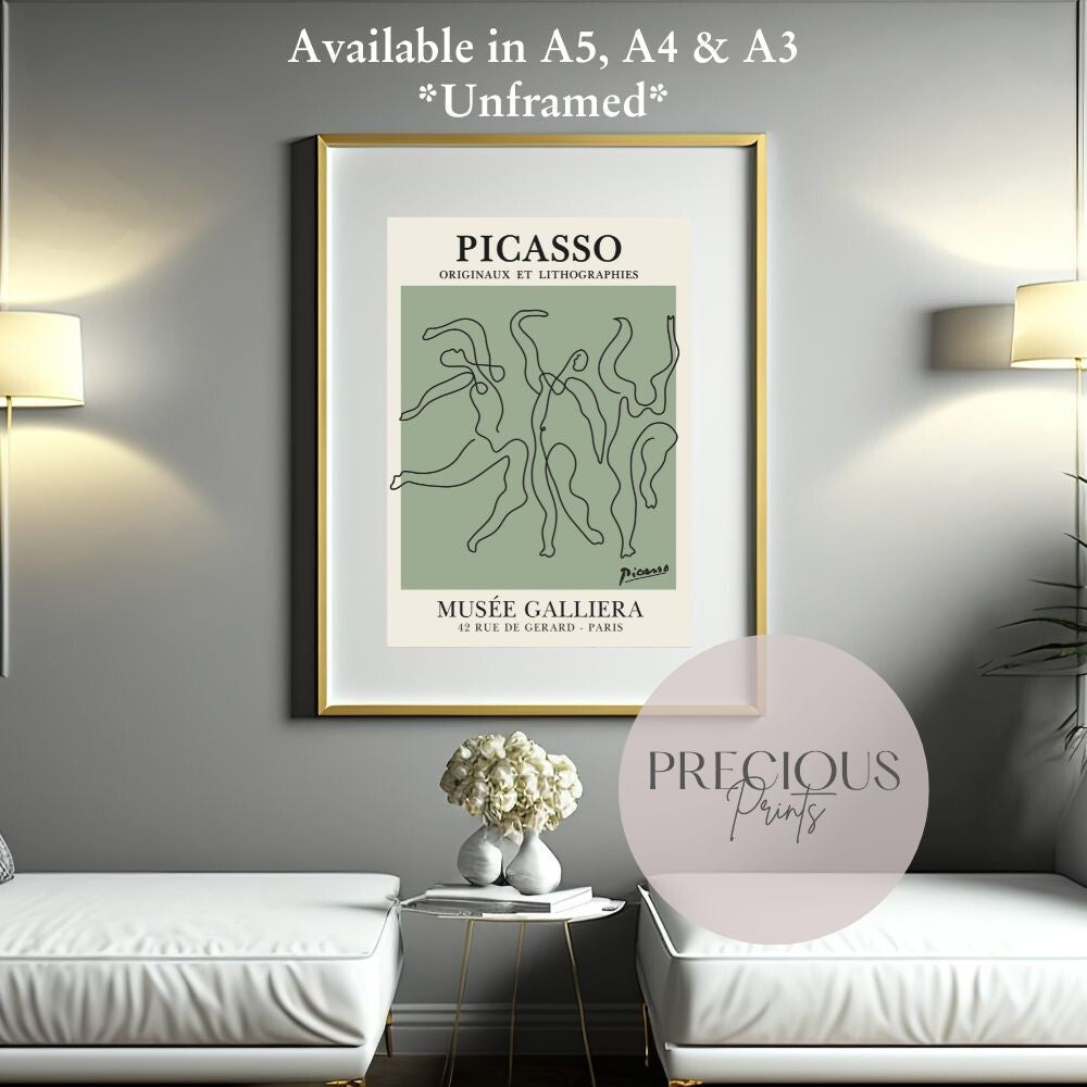 Pablo Picasso Three Dancers Print, Minimalist Modern Poster, Gallery Fine Art