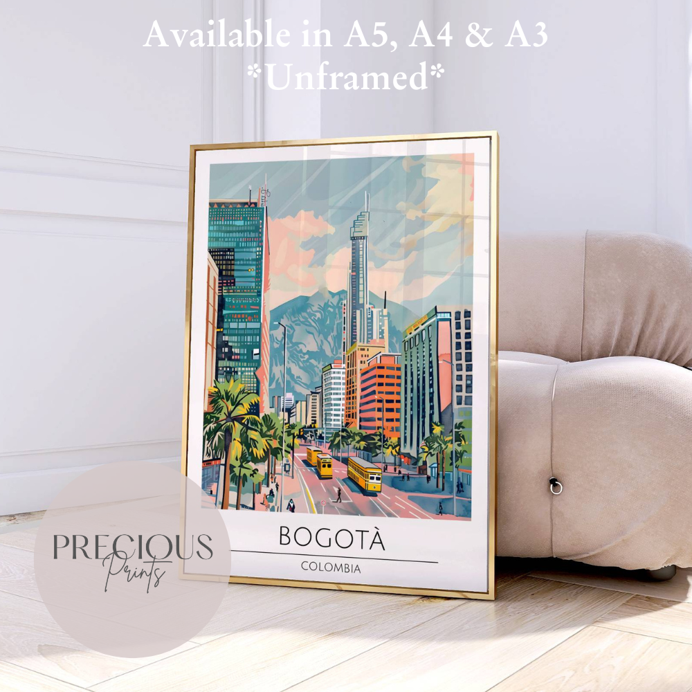 Colombia, Bogota Travel Print Poster / Vintage Wall Art / A5 A4 A3 / Unframed