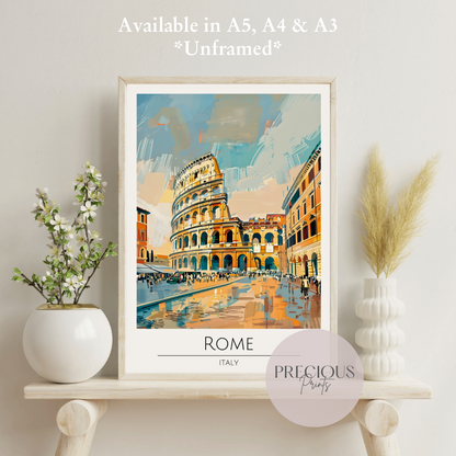 Italy - Rome Travel Print Poster / Vintage Wall Art / Giclee A5 A4 A3