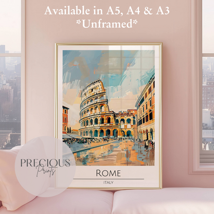 Italy - Rome Travel Print Poster / Vintage Wall Art / Giclee A5 A4 A3
