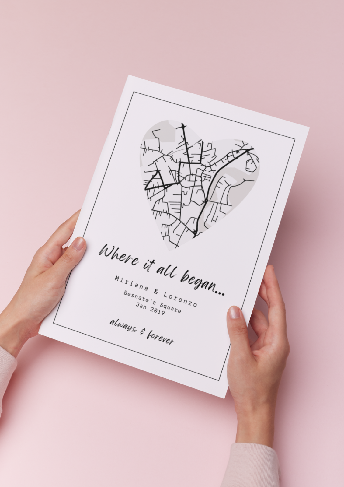 Personalised New Home map print First home gift Family Love A4 A3 A5