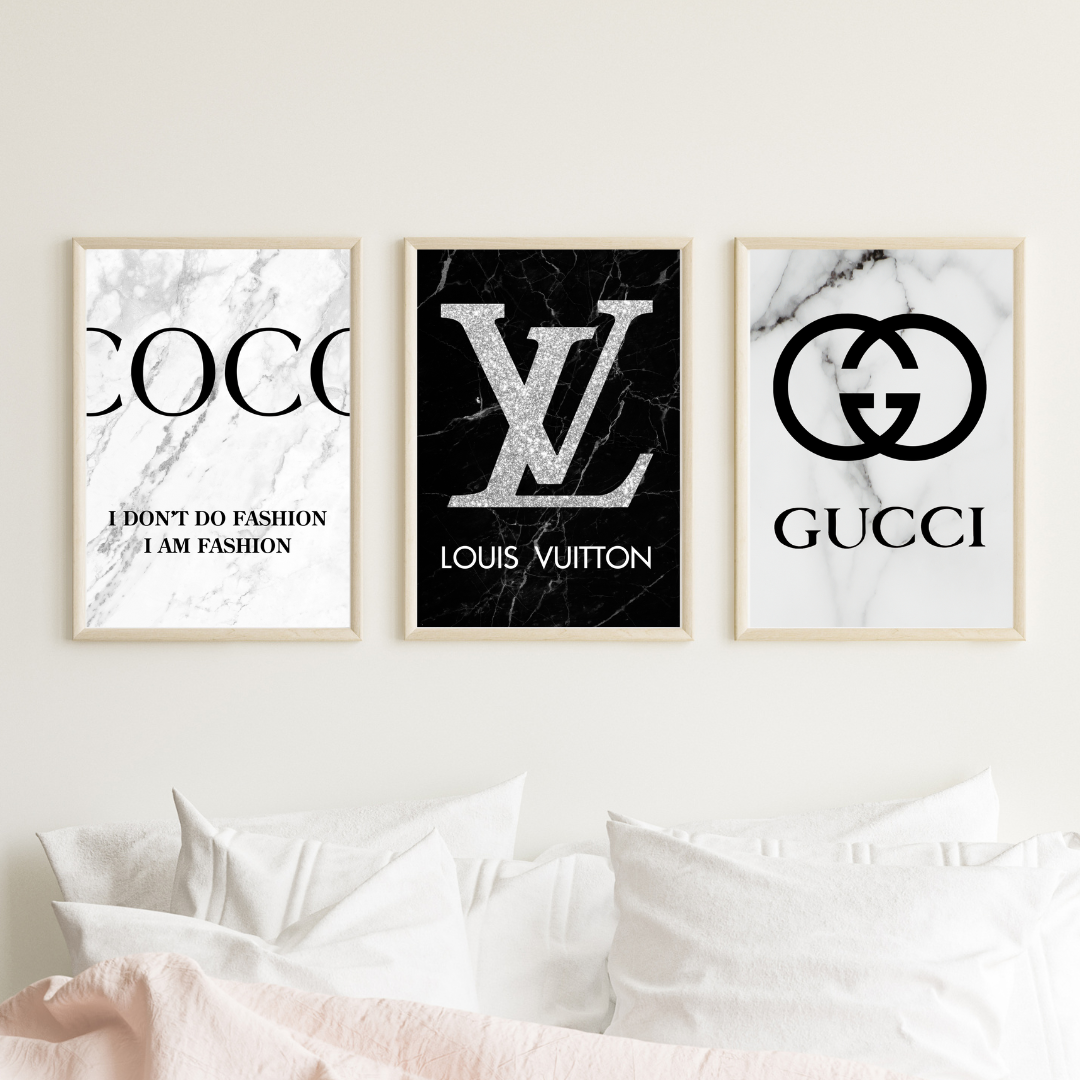 Set of 3 Fashion Designer Prints Gucci Louis Vuitton Coco Chanel  A5 A4 A3