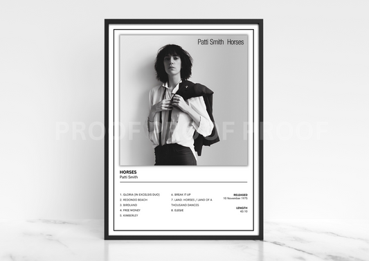 Patti Smith Horses Album Single Cover Poster / Music Christmas Gift