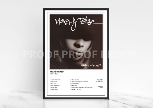 Mary J Blige - What's The 411 Album Cover Poster / Music Poster / A3 A4 A5