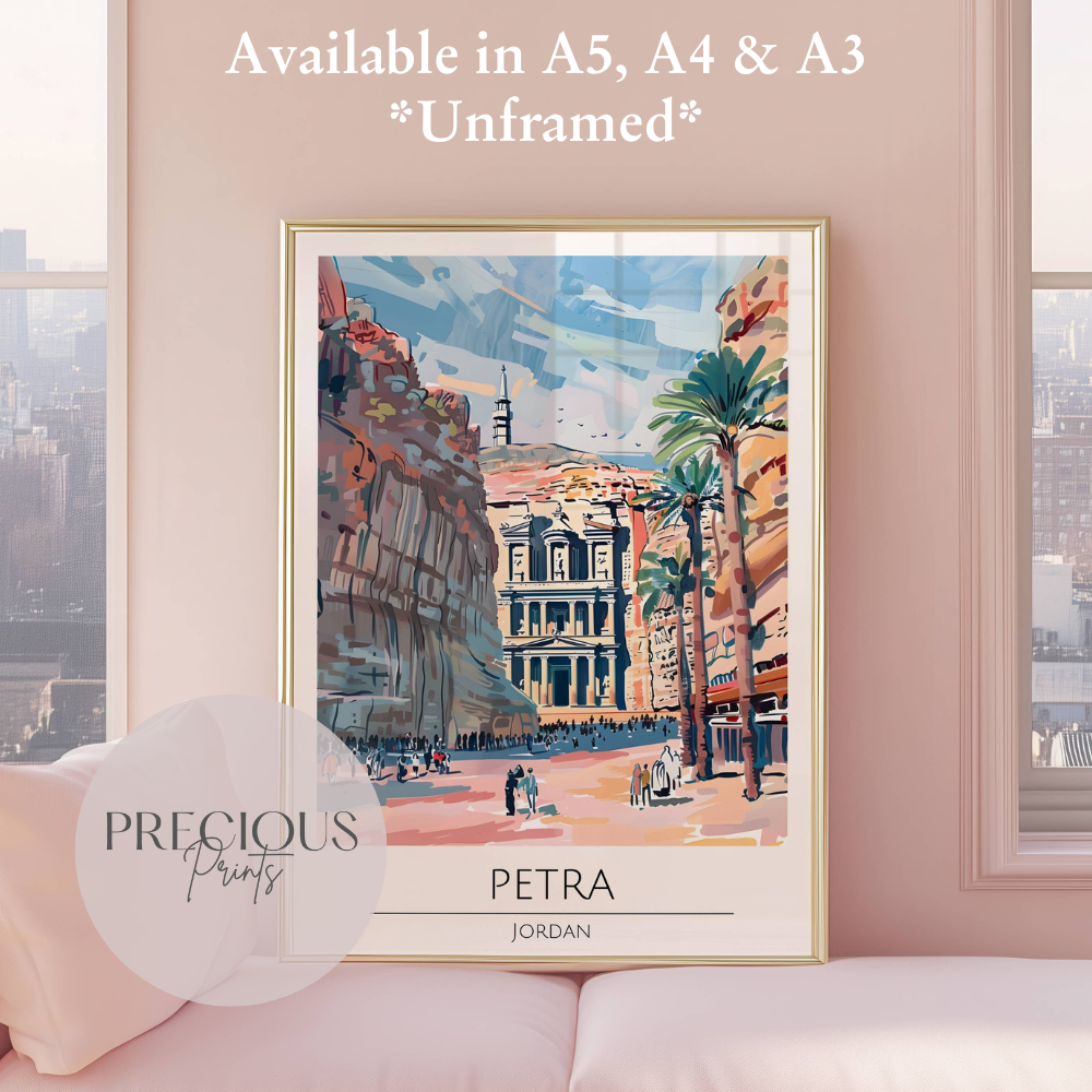 Jordan - Petra Travel Print Poster / Vintage Wall Art / A5 A4 A3