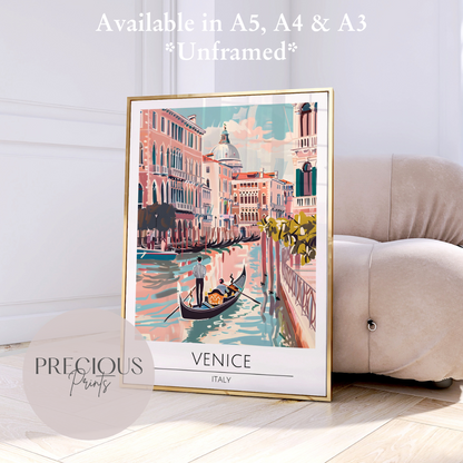 Italy - Venice Tavel Print Poster- Travel Poster - Vintage Wall Art
