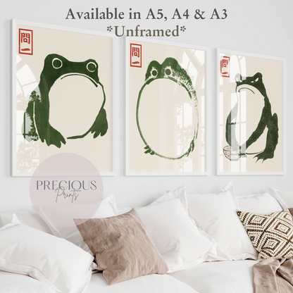 Set of 3 Japanese Hoji Frog Prints / Matsumoto Hoji Print / A5 A4 A3 Unframed