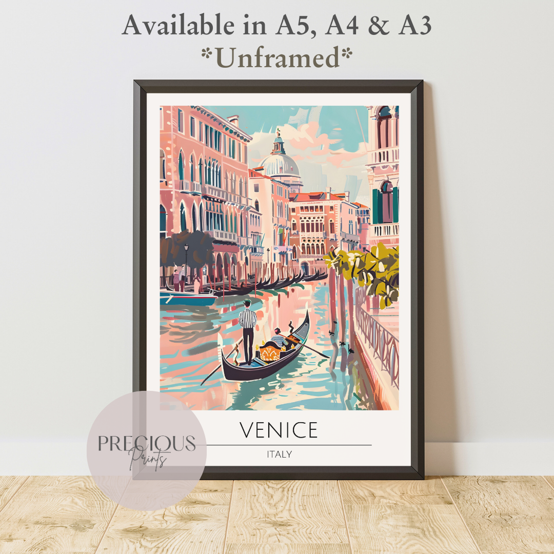 Italy - Venice Tavel Print Poster- Travel Poster - Vintage Wall Art