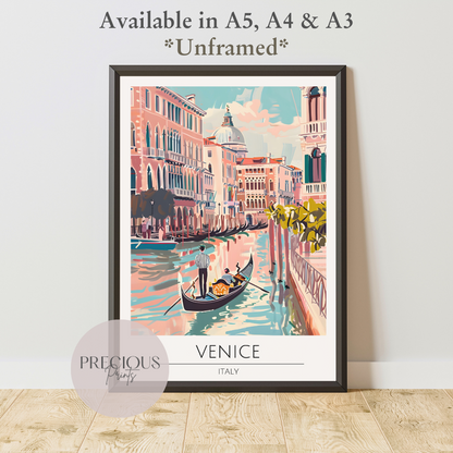 Italy - Venice Tavel Print Poster- Travel Poster - Vintage Wall Art