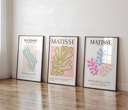 Set of 3 Exhibition Posters Matisse Pastel Multi Color Wall Art Gallery Prints