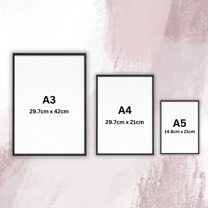 Set of 3 Pink Trendy Preppy Prints Bow Leopard Print Postive Wall Art A5 A4 A3