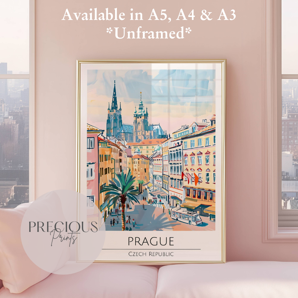 Czech Republic, Prague Travel Print Poster / Vintage Wall Art / A5 A4 A3