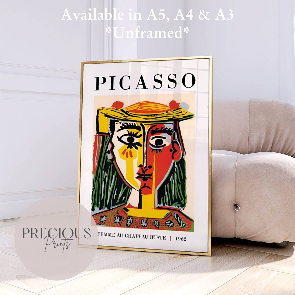 Picasso - Femme Au Chapeau Buste 1962 Exhibition Print Vintage Gallery Wall Art