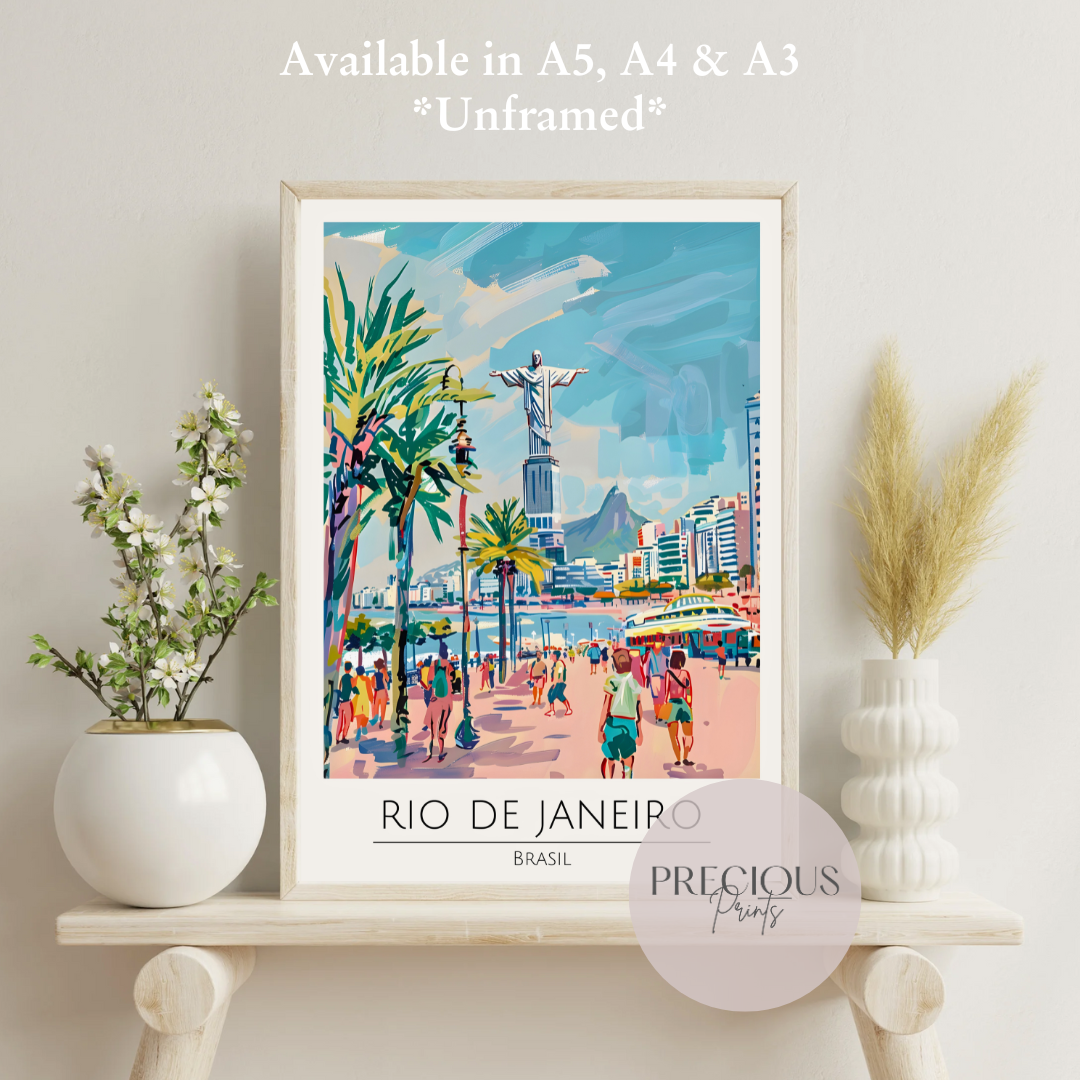Brasil - Rio De Janeiro Travel Print Poster / Vintage Wall Art / Giclee A5 A4 A3