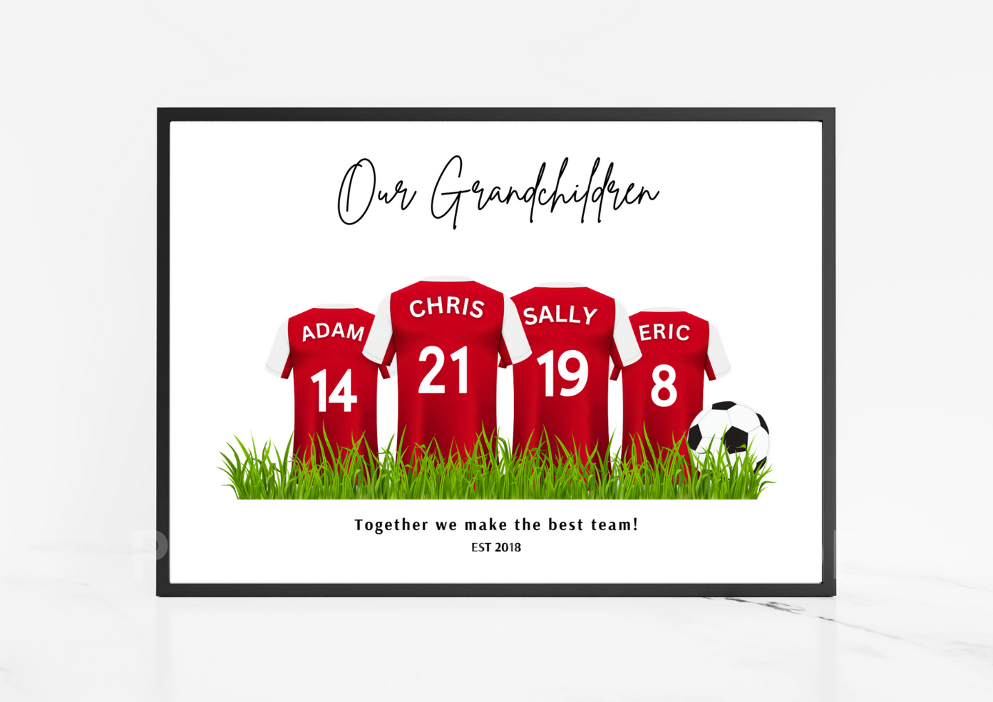 Personalised Football Family Print / Arsenal FC Family Print / A5 A4 A3