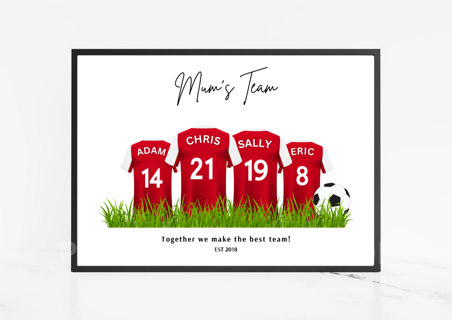 Personalised Football Family Print / Arsenal FC Family Print / A5 A4 A3